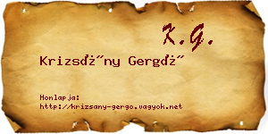 Krizsány Gergő névjegykártya